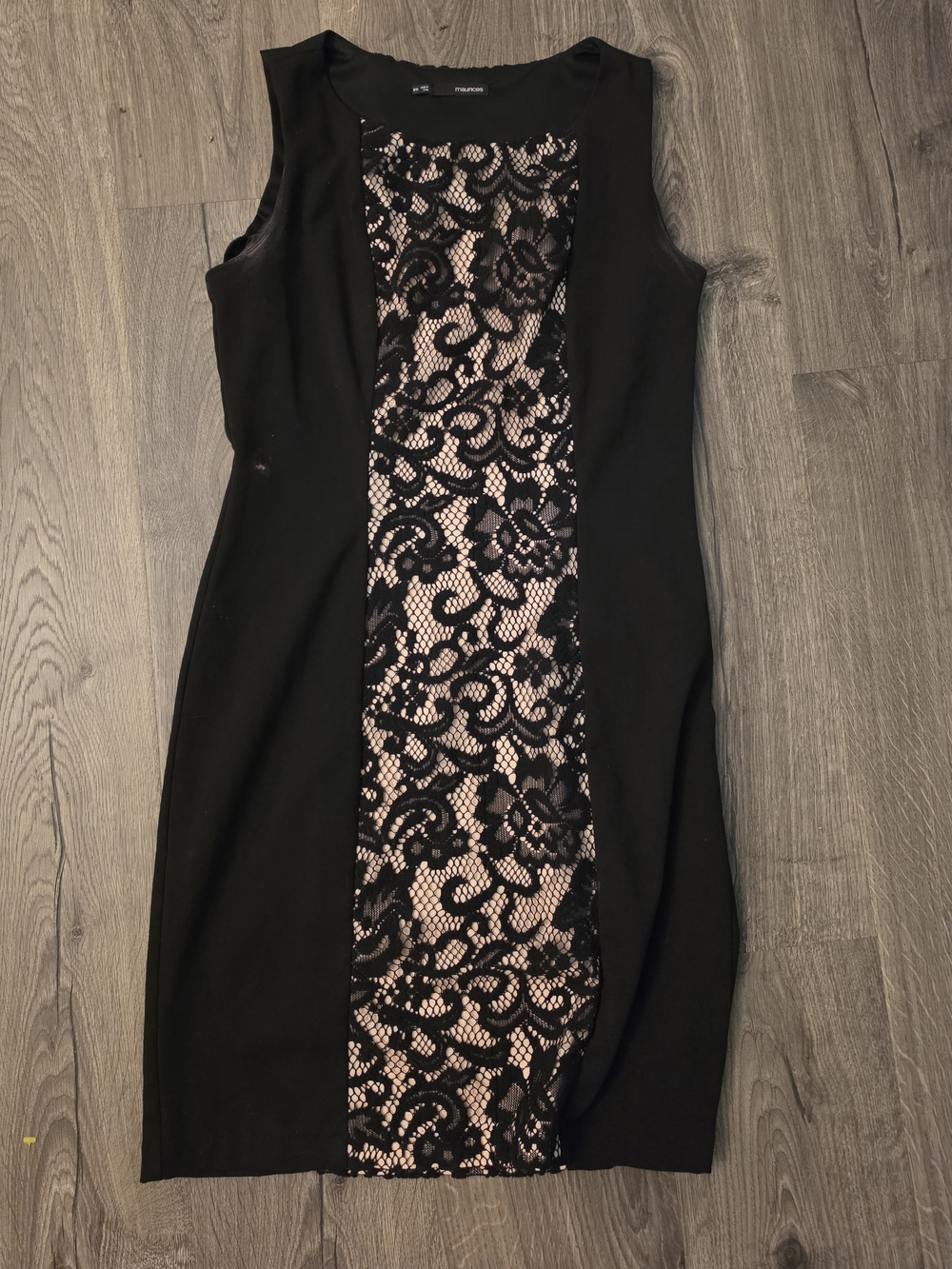 Maurices Black Dress with Nude Lace-Panel
